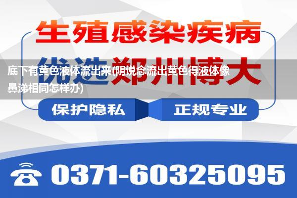 底下有黄色液体流出来(阴说念流出黄色得液体像鼻涕相同怎样办)